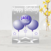 Carte Ballons violets et étoiles (Fleur jaune)