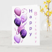 Carte Ballons violets, Joyeux anniversaire (Fleur jaune)