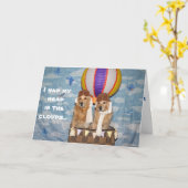 Carte Balloon à air chaud doré Anniversaire (Fleur jaune)