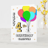 Carte Balloon Filled Fun 4th Birthday Greeting Card (Fleur jaune)