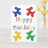 Carte Balloon Sculpture Animaux Chiens colorés Anniversa (Fleur jaune)