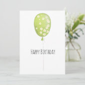 Carte Balloon vert Anniversaire minimaliste (Debout devant)