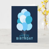 Carte Balloons Bleus Bleu Joyeux Anniversaire (Fleur jaune)