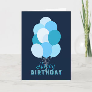 Carte Balloons Bleus Joyeux Anniversaire Bleu