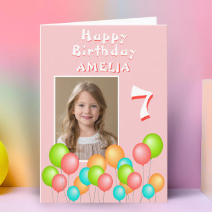 Carte Balloons Colorés Rose Pour Enfant Anniversaire Pho