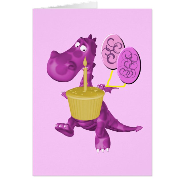 Carte Balloons Cupcake de Dragon Violet (Devant)