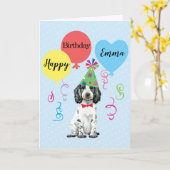 Carte Balloons de fête d'anniversaire Anglais Cocker Esp (Fleur jaune)