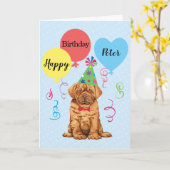 Carte Balloons de fête d'anniversaire Dogue de Bordeaux  (Fleur jaune)