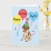 Carte Balloons de fête d'anniversaire Pointeur allemand  (Fleur jaune)