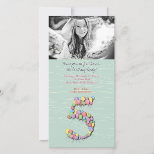 Carte Balloons de fête de 5e anniversaire (Devant)