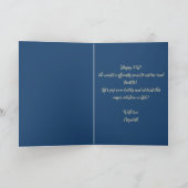 Carte Balloons élégants bleus dorés scintillants Anniver (Intérieur)