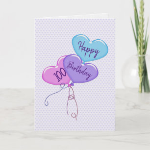 Carte Balloons en forme de cœur pour les 100 ans