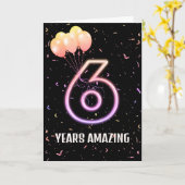 Carte Balloons et Confetti pour le 6e anniversaire (Fleur jaune)