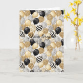 Carte Balloons Gold Grey Stripes Christmas Celebration (Fleur jaune)
