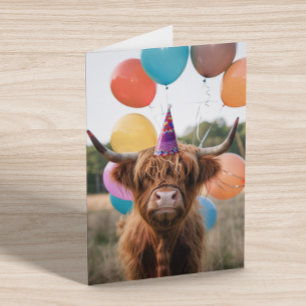 Carte Balloons pour l'anniversaire de Vache des Highland