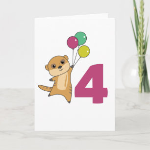 Carte Balloons pour le quatrième anniversaire du suricat