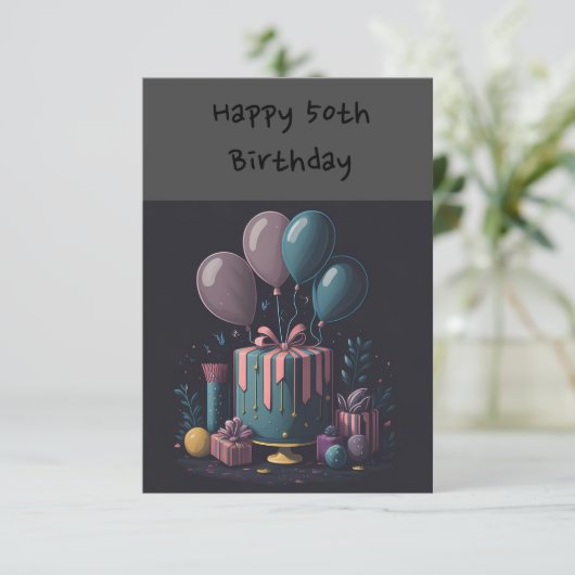 Carte Balloons pour ses 50 ans (Debout devant)