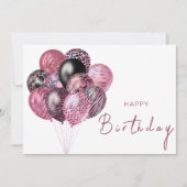 Carte Balloons Safari rose et noir Joyeux anniversaire (Devant)