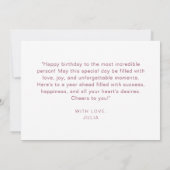 Carte Balloons Safari rose et noir Joyeux anniversaire (Dos)