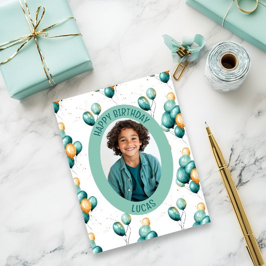 Carte Balloons turquoises Photo Motif