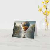 Carte Ballotte à air chaud vintage Anniversaire (Fleur jaune)