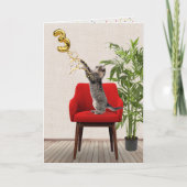 Carte Ballotte d'anniversaire 3e avec chat Tabby (Devant)