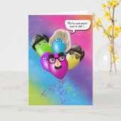 Carte Ballotte d'anniversaire arc-en-ciel du groupe (Fleur jaune)