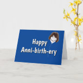 Carte Ballotte d'anniversaire avec cheveux sur bleu (Fleur jaune)