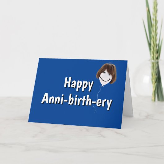 Carte Ballotte d'anniversaire avec cheveux sur bleu (Devant)