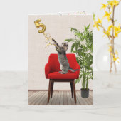 Carte Ballotte du 5e anniversaire avec chat Tabby (Fleur jaune)