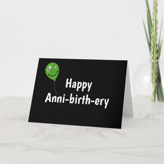 Carte Ballotte verte d'anniversaire sur noir (Devant)
