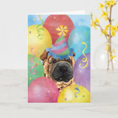 Carte Balons d'anniversaire chinois Shar-Pei (Fleur jaune)