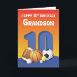 Carte Bals de sport pour le 10e anniversaire de Grandson<br><div class="desc">À son 10e anniversaire,  faites en sorte que votre petit-fils qui est un amoureux du sport se souvienne de ce jour tant qu'il vit en lui donnant cette carte avec beaucoup de boules sur le devant pour lui saluer un anniversaire heureux et amusant.</div>