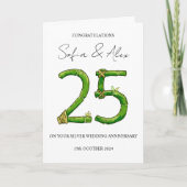 Carte Bamboo Style 25e anniversaire mariage salutation (Devant)