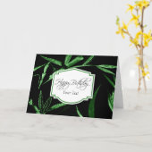 Carte Bambou de vert de joyeux anniversaire (Fleur jaune)