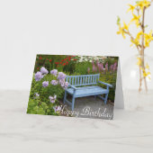 Carte Banc de jardin bleu (Fleur jaune)