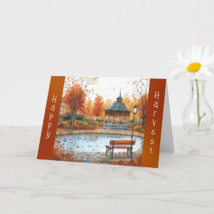 Carte Banc de tonnelle automnal orange vintage pour Than