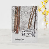 Carte banc du parc d'hiver dans les flocons de neige (Fleur jaune)