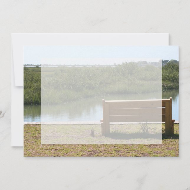 Carte Banc par rivière avec herbe et eau (Devant)