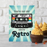 Carte Bande audio Retro N'importe quel âge Anniversaire<br><div class="desc">Envoyez un message d'anniversaire spécial avec cette cassette audio rétro n'importe quelle carte d'anniversaire d'âge. La conception amusante comprend une cassette audio de style rétro avec le libellé "Vous n'êtes pas vieux, vous êtes rétro!". Vous pouvez facilement changer l'âge et le nom sur le devant de la carte en utilisant...</div>