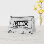Carte Bande cassette rétro musique d'anniversaire 80s (Fleur jaune)