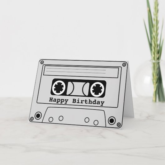 Carte Bande cassette rétro musique d'anniversaire 80s (Devant)