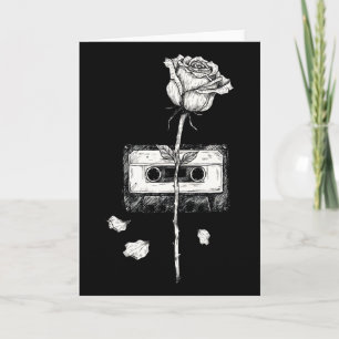 Carte Bande Cassette Vintage Rose en Fleur Esthétique
