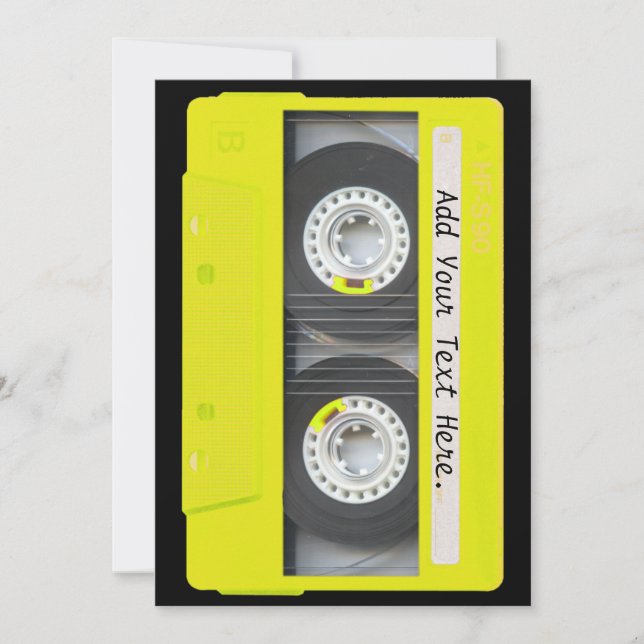 Carte Bande de cassette personnalisable en néon jaune (Devant)