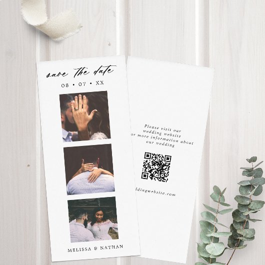 Carte Bande de photos Code QR Mariage Enregistrer la dat