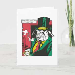 Carte Bande dessinée animale de la mafia du porc