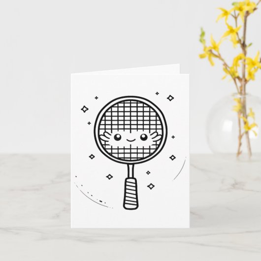 Carte Bande dessinée Badminton Racket (Fleur jaune)