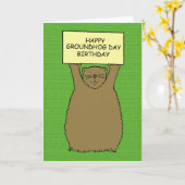 Carte Bande dessinée d'anniversaire de jour de Groundhog (Fleur jaune)