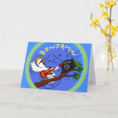 Carte Bande dessinée drôle d'anniversaire de joueur de (Fleur jaune)