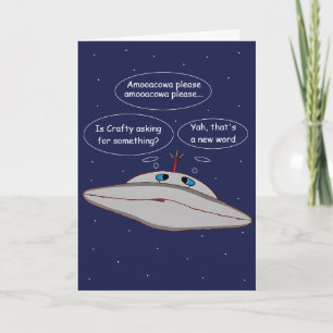 Carte Bande dessinée drôle de vaisseau spatial alien Cra